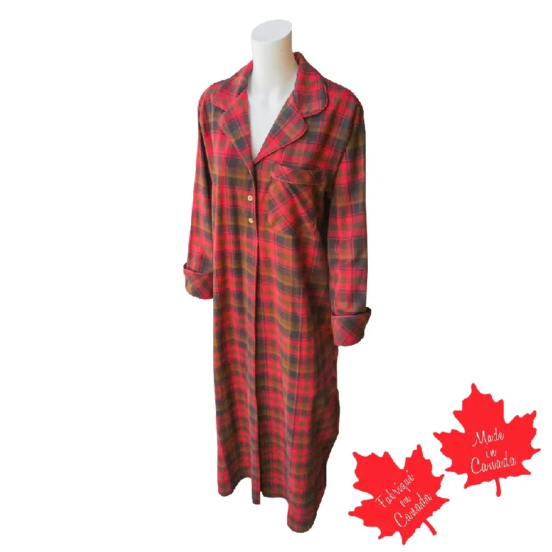 1003 / Woman's Long Flannel Nightshirt / Maple Leaf Tartan