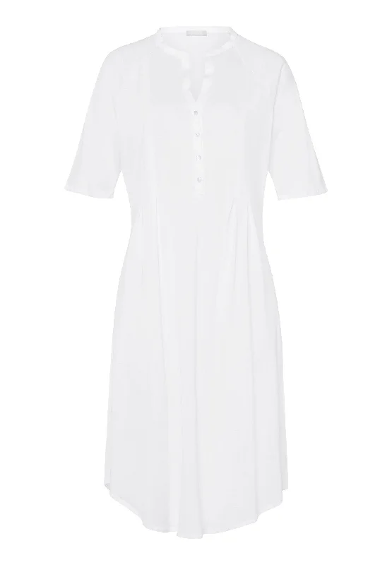 Cotton Deluxe Short Sleeve Button Front Gown | White 77954-101