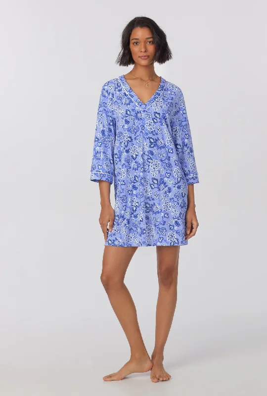 Blue Desert Flowers 3/4 Sleeve Stretch Jersey Sleepshirt