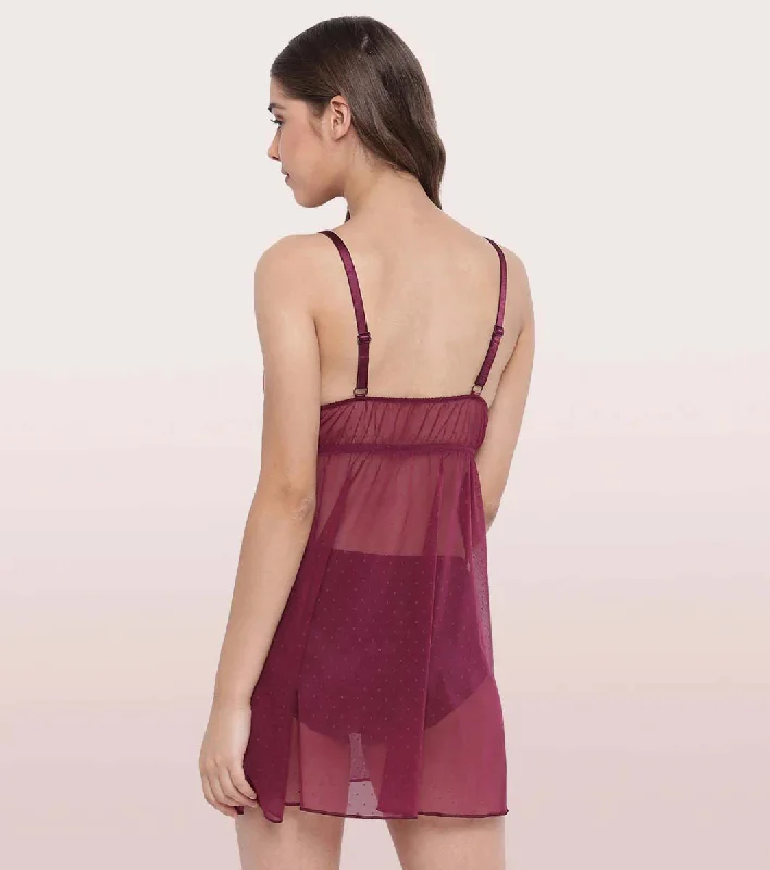 ENAMOR KNEE LENGTH CHEMISE BABYDOLL | PLUM