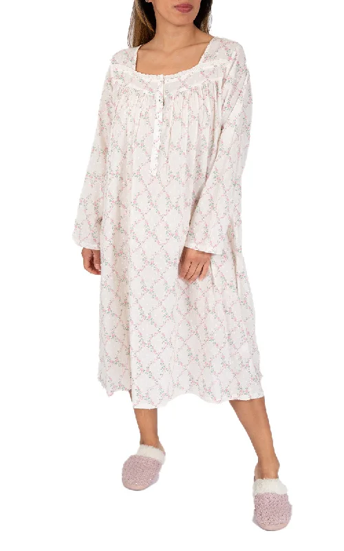 French Country 100% Cotton Nightgown with Long Sleeve in Pink FCS321 SALE