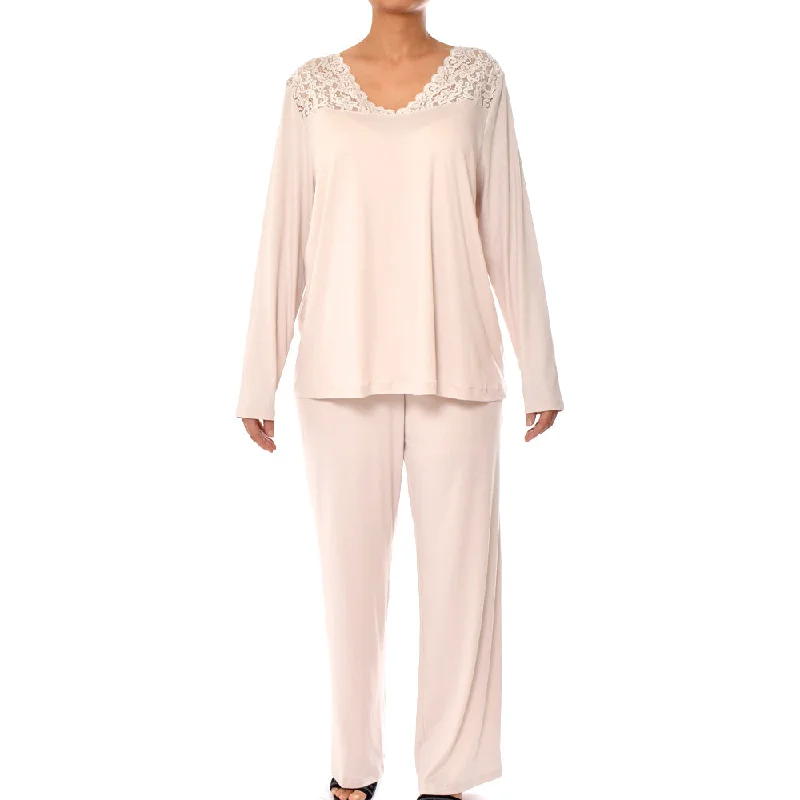 Hanro Moments Long Sleeves Pajama Set Beige