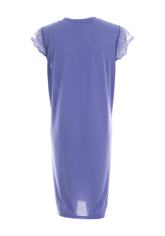 The Serafina Collection Lace Cap Sleeve Nightdress, Lavender