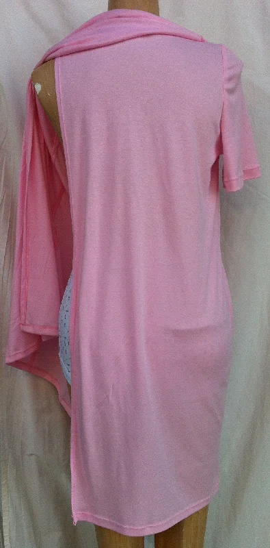 (L6) Ladies Nightie - Short  Sleeves - PINK with Pink & White Neck Band