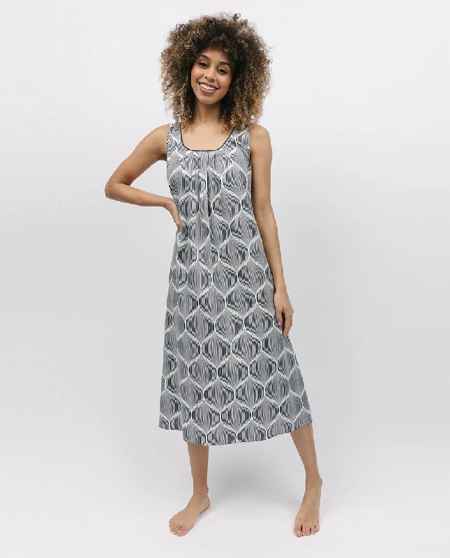 Nicole Geo Print Long Nightdress