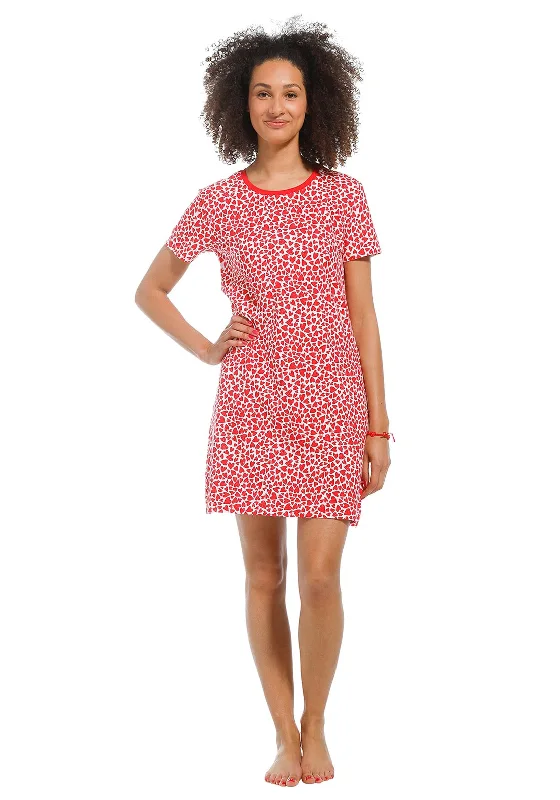 Rebelle Heart Print Nightdress, Red