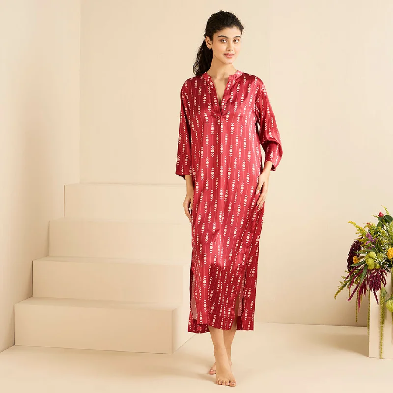 Scarlet Satin Midi Kaftan Dress