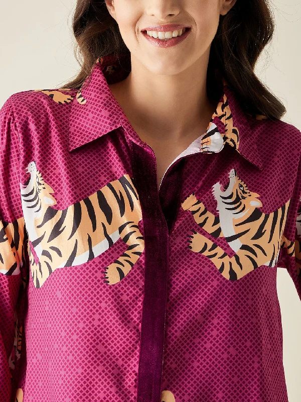 Tiger Wine Satin Pyjama Set (Final Sale)