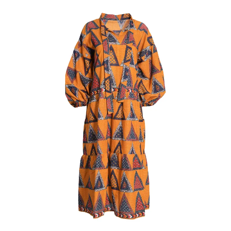 Fahm Women's Orange Dress, Free Size