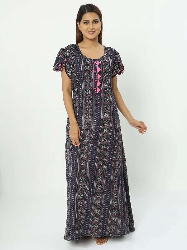 Alpine Maxi Designer Nighty Navy Blue