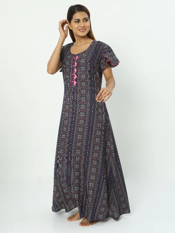 Alpine Maxi Designer Nighty Navy Blue