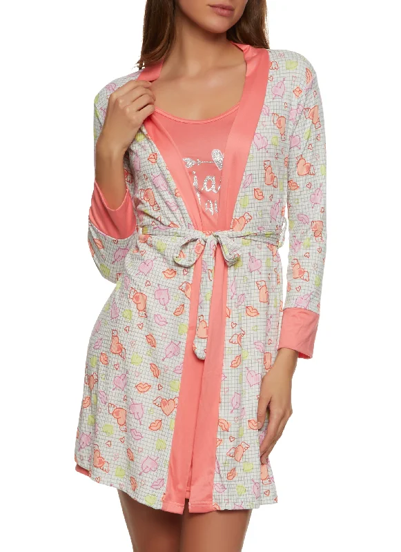 Pajamas All Day Nightgown with Printed Robe