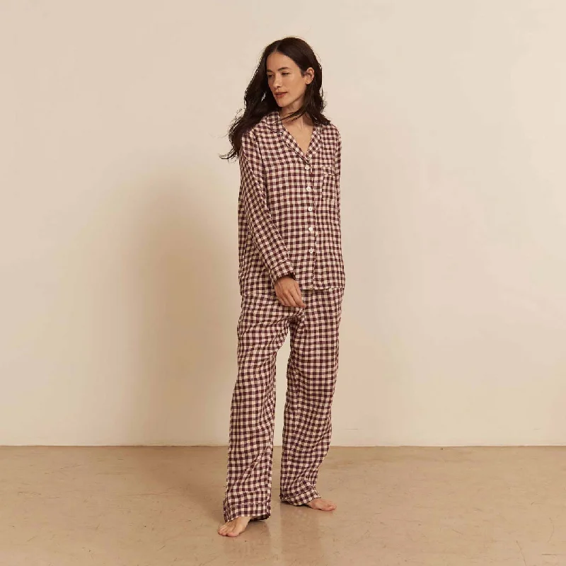 Berry Gingham Pyjama Trouser Set