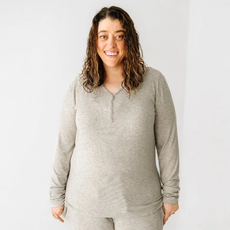 Heather Stone Ribbed Women's Pajama Top