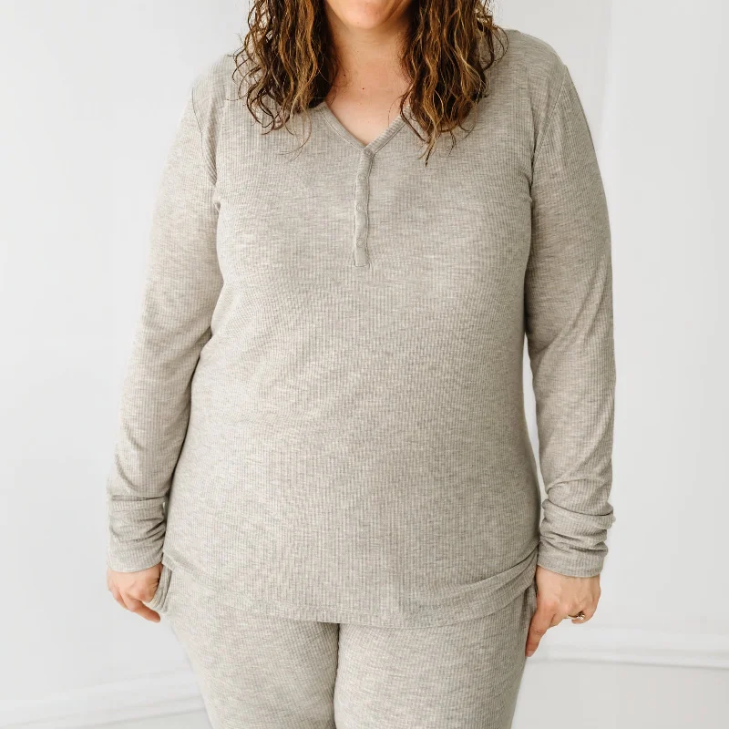 Heather Stone Ribbed Women's Pajama Top