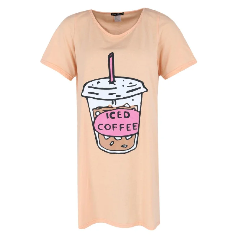 Not Tired Women's Plus Size Iced Coffee Short Sleeve Night Shirt