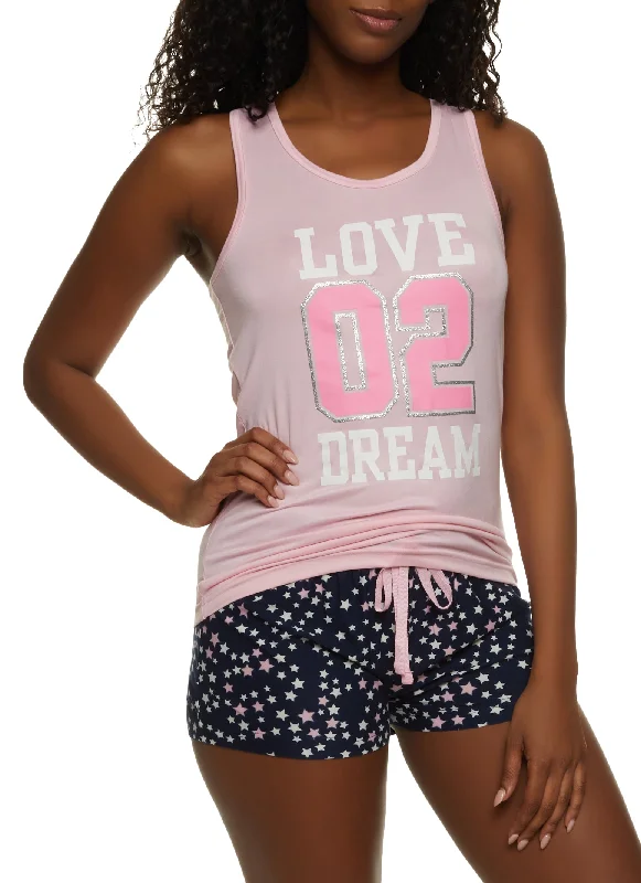 Love 02 Dream Pajama Tank Top and Printed Shorts