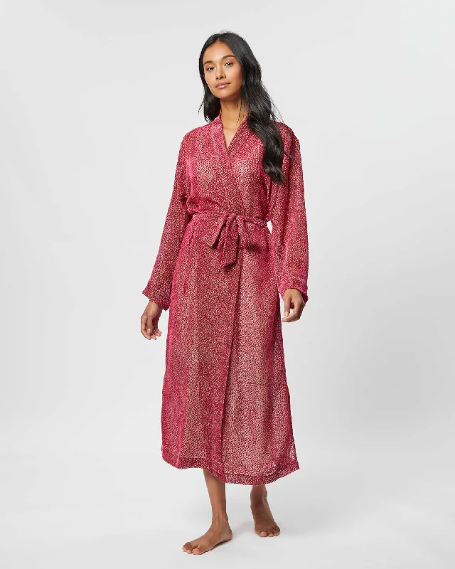 Women's Velvet Kimono - Red Speck