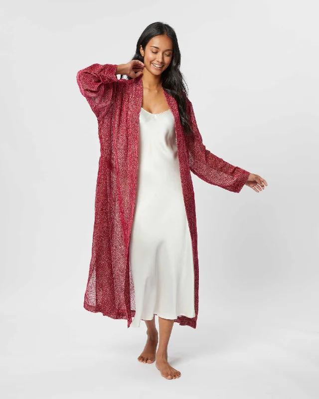 Women's Velvet Kimono - Red Speck