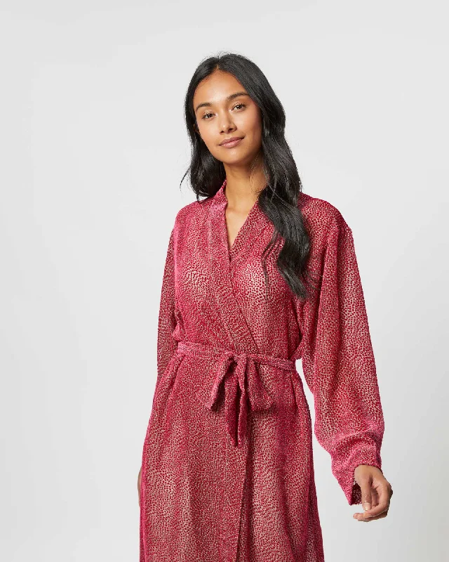 Women's Velvet Kimono - Red Speck