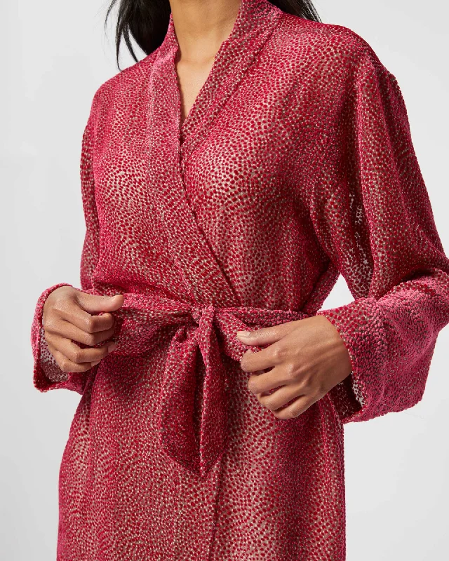 Women's Velvet Kimono - Red Speck