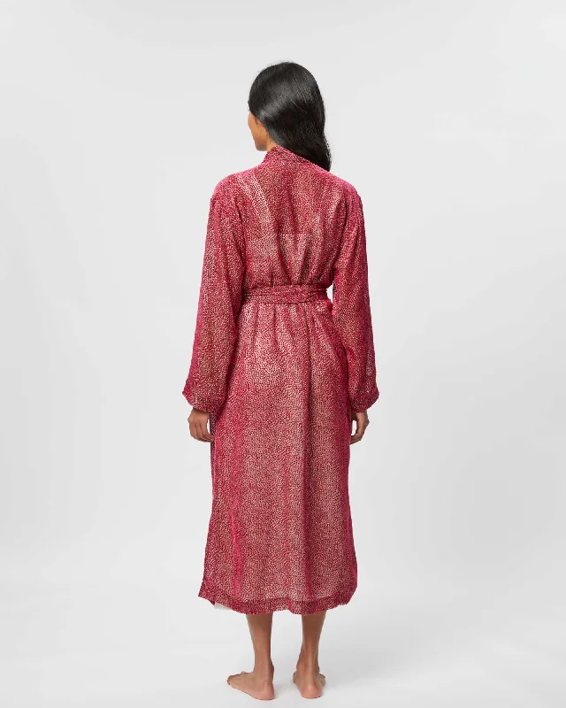 Women's Velvet Kimono - Red Speck