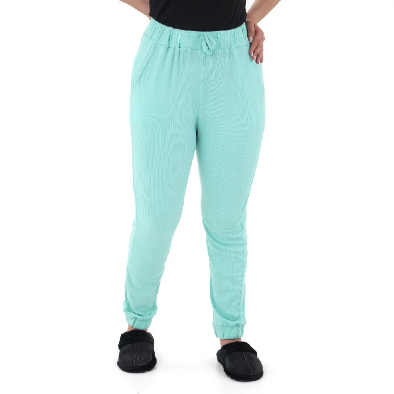 Women's Ribbed Sleepwear Pant,Aqua