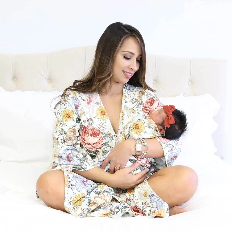 Peyton's Vintage Floral Knit Maternity Robe